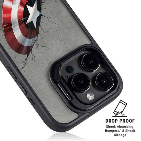 Marvel Captain America Shield Break iPhone 15 Pro Kickstand Case